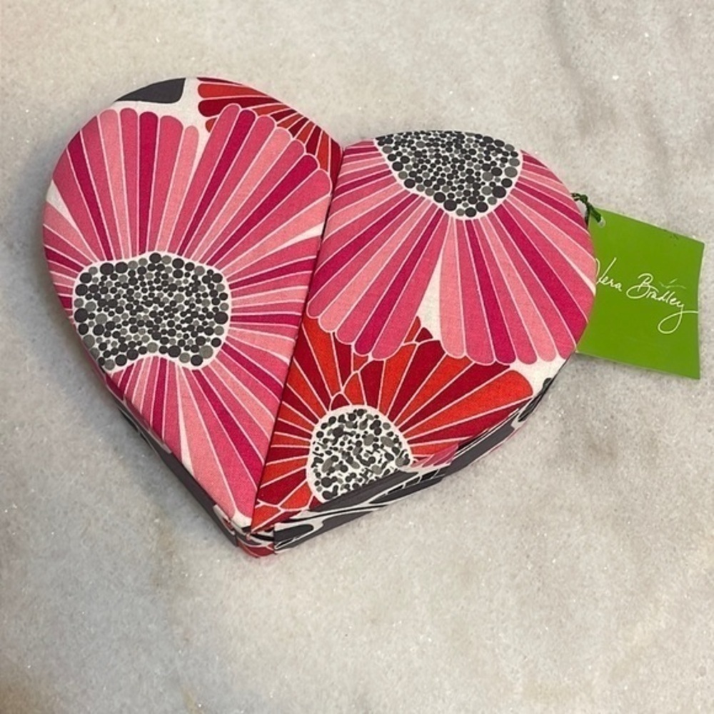 Vera Bradley’s Heart to Heart Red and Pink Cherry Blossoms Jewelry Box New